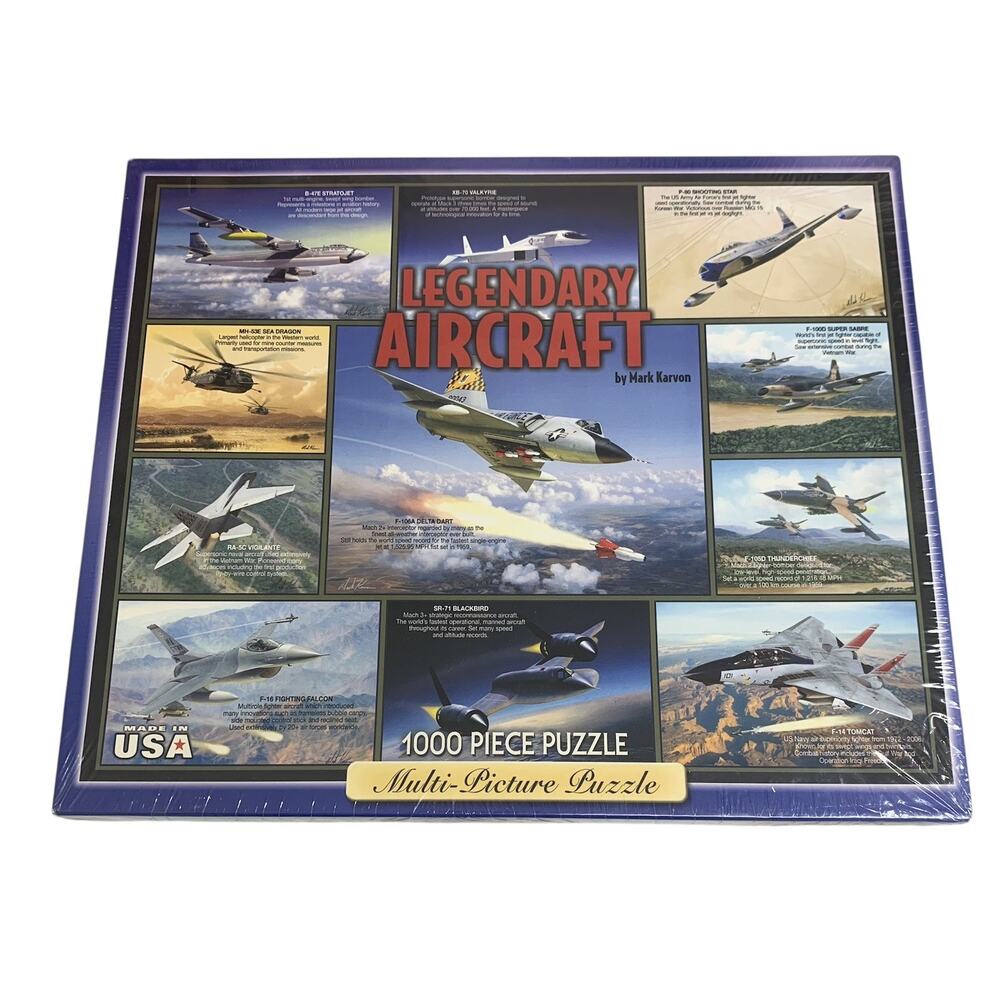 Legendary Jet Fighter Aircraft 1000 Piece Jigsaw Puzzle White Mountain New FLAWS